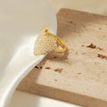 Gold Pixel Heart Pave Open Rings Clear Or Magenta Stones view 2