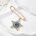 Gold Tone Rhinestone Evil Eye Safety Pin Brooches in Nine Designs view 10