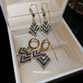 Black And White Crystal Diamond Drop Convertible Earrings view 2
