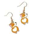 Gold Tone Enamel Corgi Heart Rump Dangle Earrings Pair view 5