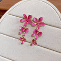 Enamel Flower Vine Drop Stud Earrings in Five Colors view 6