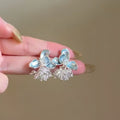 Floral Crystal Stud Earrings in Blue and White Designs view 4