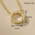 Small Round Clear Stone Open-Circle Necklace In Two Metal Tones view 4