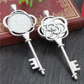 Floral Key 25mm Cabochon Pendant Trays in Three Finishes view 3