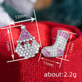 Silver Tone Santa And Stocking Mismatched Stud Earrings view 4