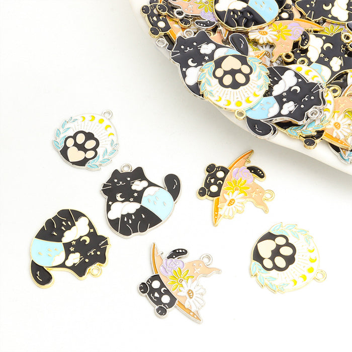 Cat Paw and Cat Enamel Pendant Charms in Six Styles