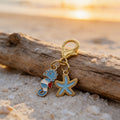 Blue Seahorse Starfish Enamel Dual Charm Keychain Metal Charm view 4