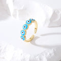 Gold Tone Open Band Evil Eye Adjustable Rings in Seven Styles view 3