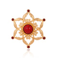 Red Gold Tone Heart Openwork Metal Brooch Pin for Jackets and Lapels view 1