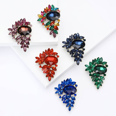 Faceted Crystal Leaf Cluster Brooch in Six Colorways grouped product view