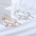 Minimal Outline Cat Brooch In Polished Gold And Silver Tones view 3