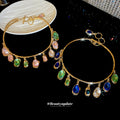 Gold Tone Collar Necklaces With Multicolor Teardrop Crystals view 2