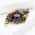 Crystal Leaf Spray Brooch with Faceted Stones for Jackets and Scarves view 3