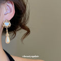 Gold Tone Heart And Pearl Teardrop Stud Earrings Fashion Earrings view 3