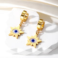 Gold Tone Evil Eye Hamsa and Star Huggie Drop Earrings view 7