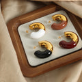 Gold Two-Tone Enamel C-Shape Chunky Stud Earrings Pair view 1