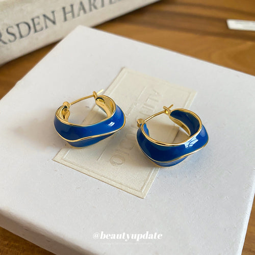 Blue Enamel Hoops shown in product image 2