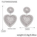 Hammered Heart Drop Earrings Gold Steel Mixed Tones view 9