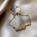 Crystal Flower Slider Bracelets Gold Silver Adjustable view 4