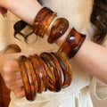 Amber Coffee Acrylic Swirl Bangles Geometric 5 Styles view 1