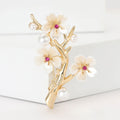 Three Blossom Branch Brooch in Gold or Silver With Pearls view 2