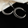 Layered Metal C Hoop Stud Earrings Decorative Jewelry Design view 7