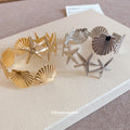 Starfish and Scallop Shell Open Cuff Arm Bands Metal view 4