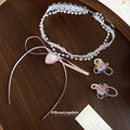 Lace Pearl Strawberry Choker And Flower Bead Stud Earrings view 2