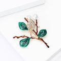 Enamel Leaf Branch With Pearls Brooch for Jackets Scarves and Coats view 3