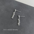 Metal Ball Post Faceted Bead Bar Drop Earrings Two Tones view 3