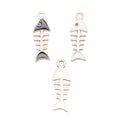 Cat and Fishbone Enamel Charms in White and Black Colorways view 4