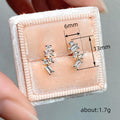 Silver Geometric Baguette Round Clear Stone Stud Earrings view 4