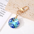 Gold Tone Faceted Blue Multi Eye Crystal Effect Clip Keychains view 3