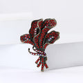 Black Crystal Orchid Bouquet Brooch with Ribbon Detail view 3