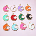 Colorful Enamel Crescent Moon and Star Charms in Eleven Options view 3