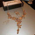 Champagne Crystal Floral Drop Necklace Set With Matching Earrings view 6