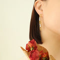 Vertical Triple B Letter Zircon Drop Earrings Gold Steel view 6