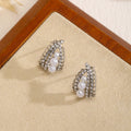 Gold and Silver Pearl Look Cage Drop Stud Earrings view 4