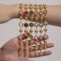 Gold Bead Czech Glass Station Bracelet Round Links view 1