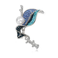 Blue White Leaf Pearl Look Metal Brooch Pin for Jackets and Lapels view 6