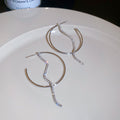 Silver Hoop Threader Chain Earrings Decorative Jewelry Design view 6