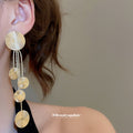 Mixed Tone Textured Disc Cascade Drop Earrings Jewelry view 3
