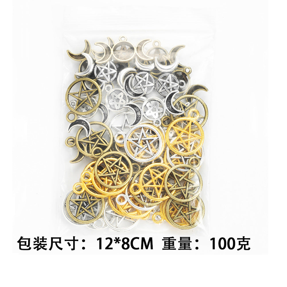 Vintage Moon and Star Alloy Charm Pendant Set