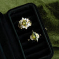 Gold Tone Olive Marquise Crystal Open Ring With Clear Side Stones view 2