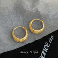 Gold-Tone Textured Ribbed Hoop Earrings 18K Plated Copper view 1