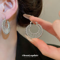 Openwork Woven Round Hoop Earrings in Gold and Silver Tones view 3
