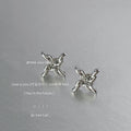 Silver Twisted Rope Knot Geometric Star Stud Earrings Pair view 1