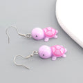 Silver Tone Colorful Turtle Figure Resin Hook Earrings view 4