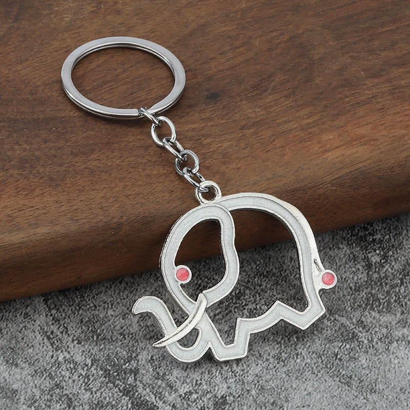 Elephant Enamel Keychain Metal Pendant for Simple Bag Charm