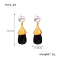Pearl Stud Resin Teardrop Drop Earrings Gold or Steel view 6